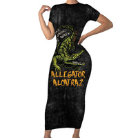 Alligator Alcatraz Est 2025 Family Matching Short Sleeve Bodycon Dress and Hawaiian Shirt Vintage Retro - Wonder Print Shop