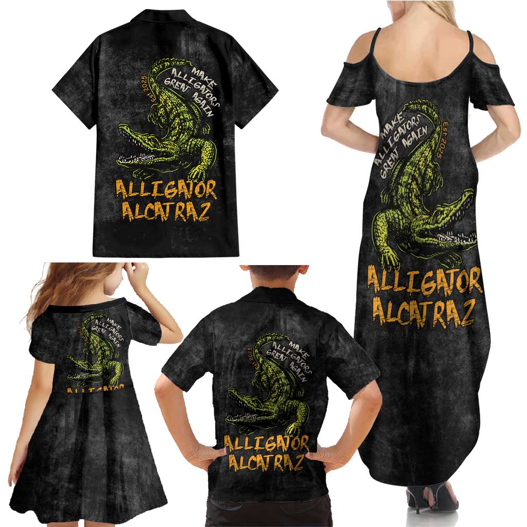 Alligator Alcatraz Est 2025 Family Matching Summer Maxi Dress and Hawaiian Shirt Vintage Retro - Wonder Print Shop
