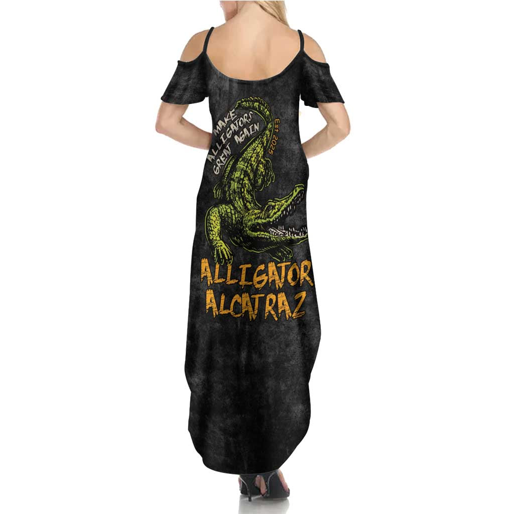 Alligator Alcatraz Est 2025 Family Matching Summer Maxi Dress and Hawaiian Shirt Vintage Retro - Wonder Print Shop