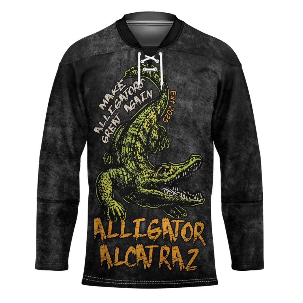 Alligator Alcatraz Est 2025 Hockey Jersey Vintage Retro - Wonder Print Shop