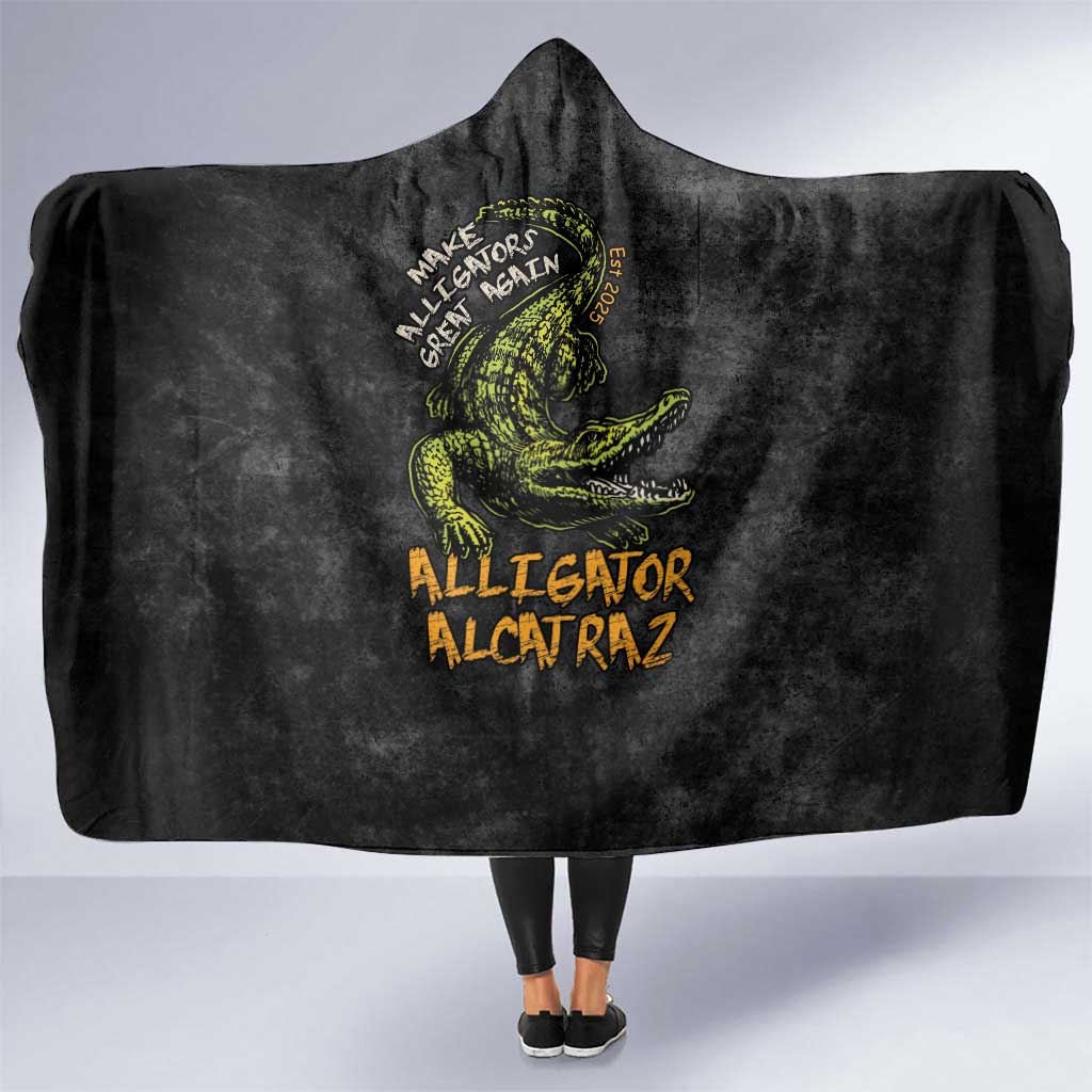 Alligator Alcatraz Est 2025 Hooded Blanket Vintage Retro - Wonder Print Shop