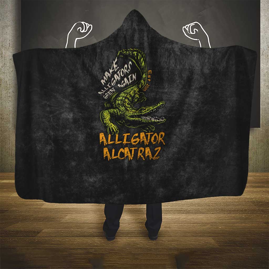 Alligator Alcatraz Est 2025 Hooded Blanket Vintage Retro - Wonder Print Shop
