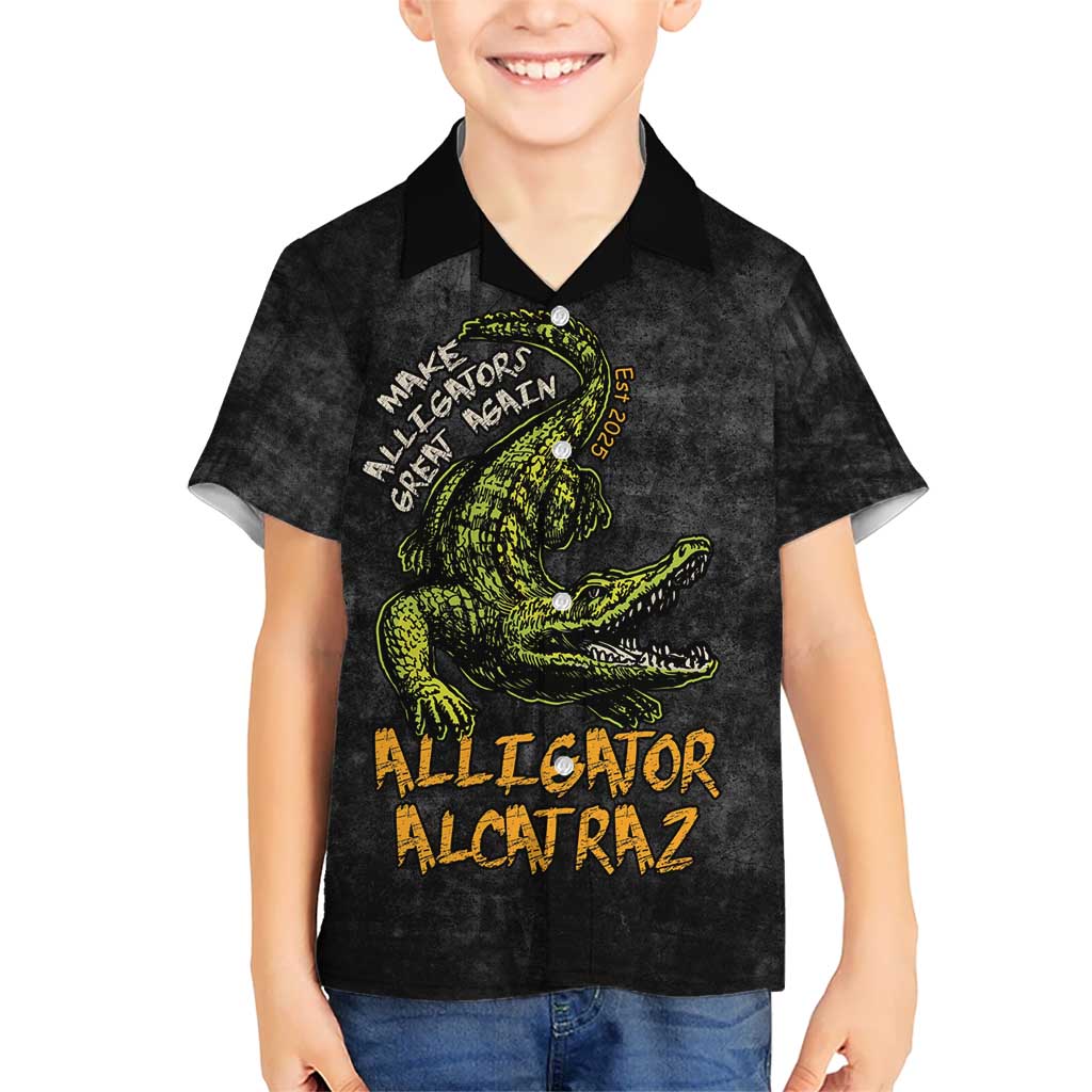 Alligator Alcatraz Est 2025 Kid Hawaiian Shirt Vintage Retro - Wonder Print Shop