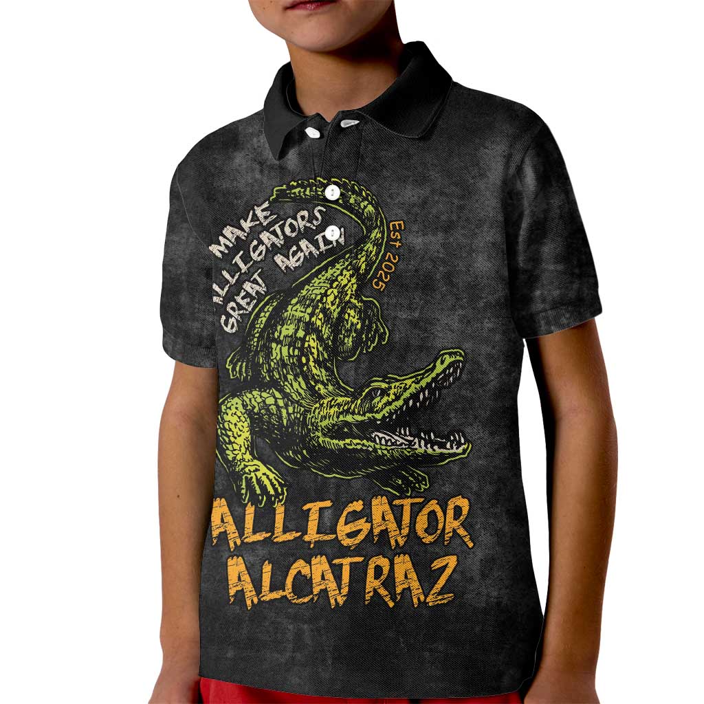 Alligator Alcatraz Est 2025 Kid Polo Shirt Vintage Retro - Wonder Print Shop
