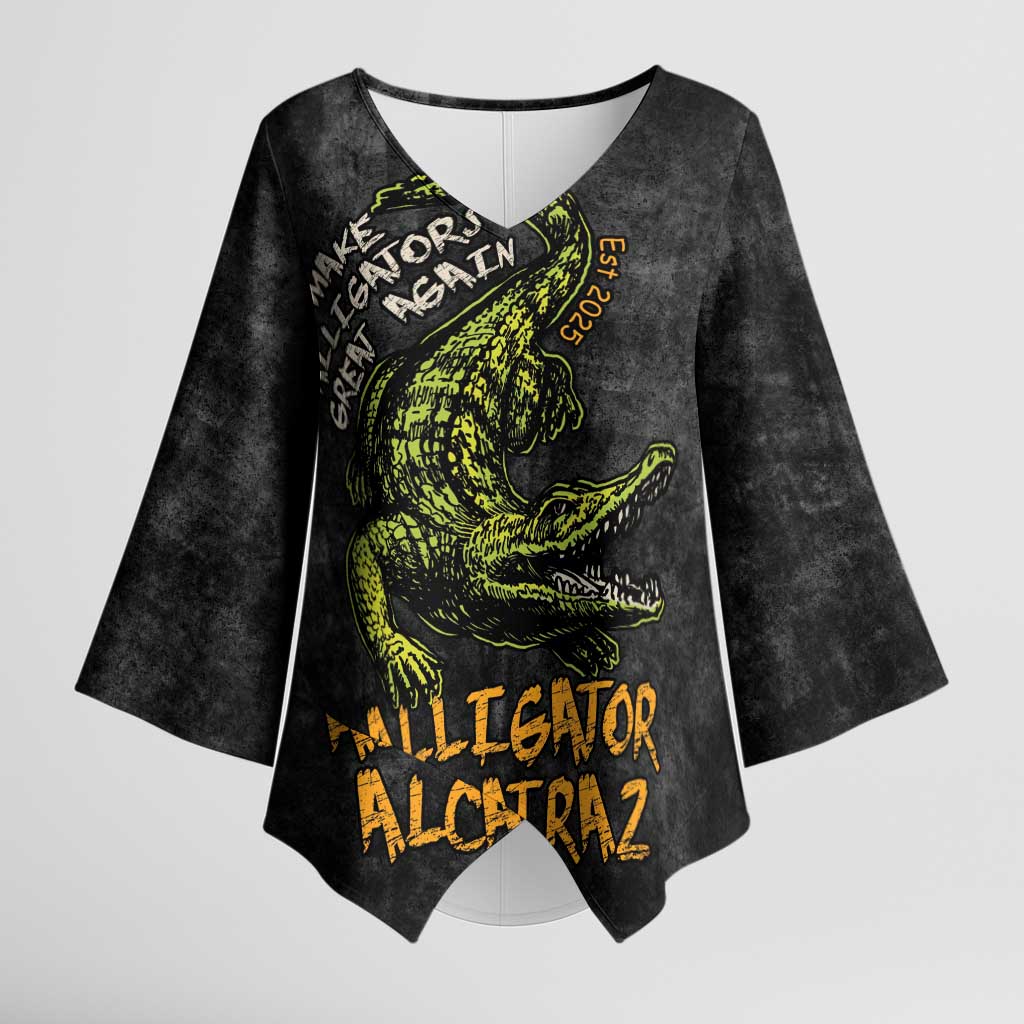 Alligator Alcatraz Est 2025 Kimono Sleeve Blouse Vintage Retro - Wonder Print Shop