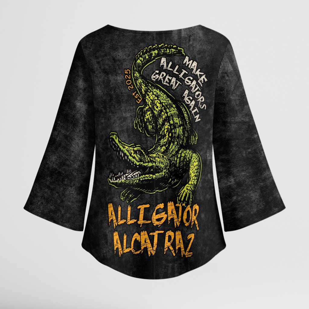 Alligator Alcatraz Est 2025 Kimono Sleeve Blouse Vintage Retro - Wonder Print Shop