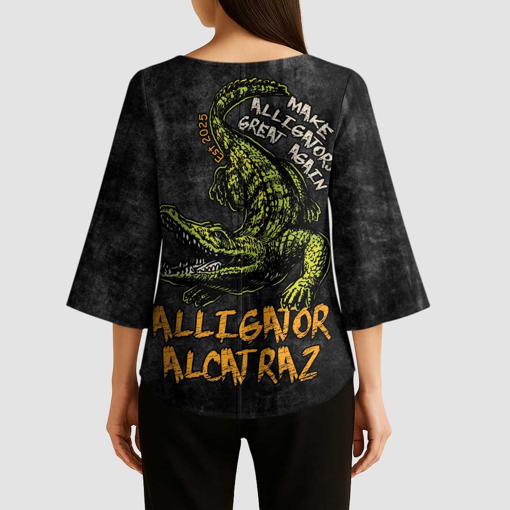 Alligator Alcatraz Est 2025 Kimono Sleeve Blouse Vintage Retro - Wonder Print Shop