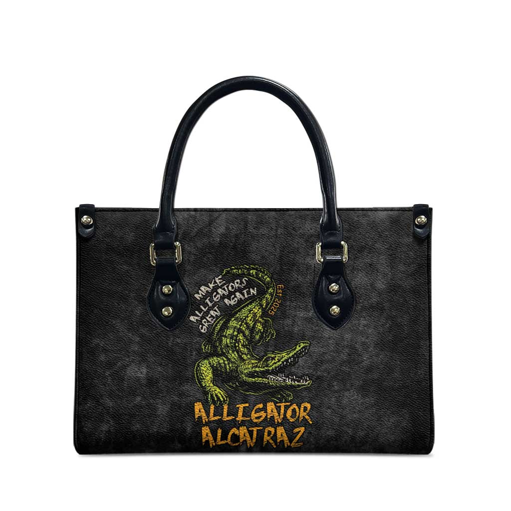 Alligator Alcatraz Est 2025 Leather Bag Vintage Retro - Wonder Print Shop