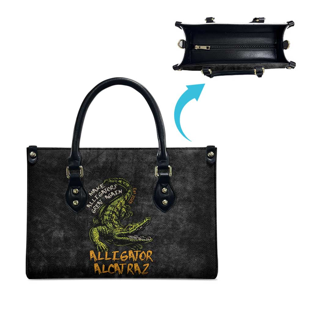 Alligator Alcatraz Est 2025 Leather Bag Vintage Retro - Wonder Print Shop
