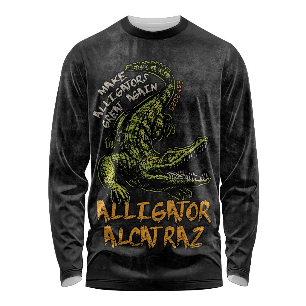 Alligator Alcatraz Est 2025 Long Sleeve Shirt Vintage Retro - Wonder Print Shop