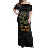 Alligator Alcatraz Est 2025 Off Shoulder Maxi Dress Vintage Retro - Wonder Print Shop