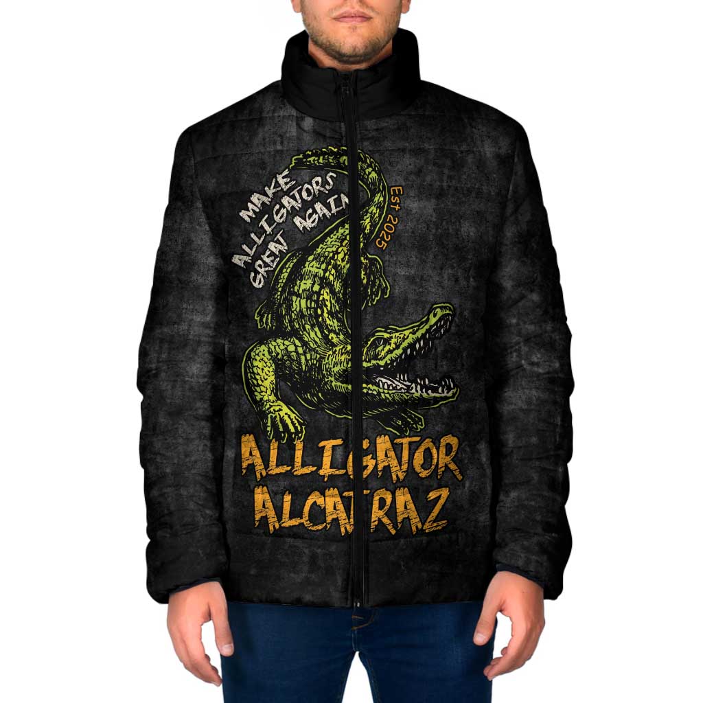 Alligator Alcatraz Est 2025 Padded Jacket Vintage Retro - Wonder Print Shop