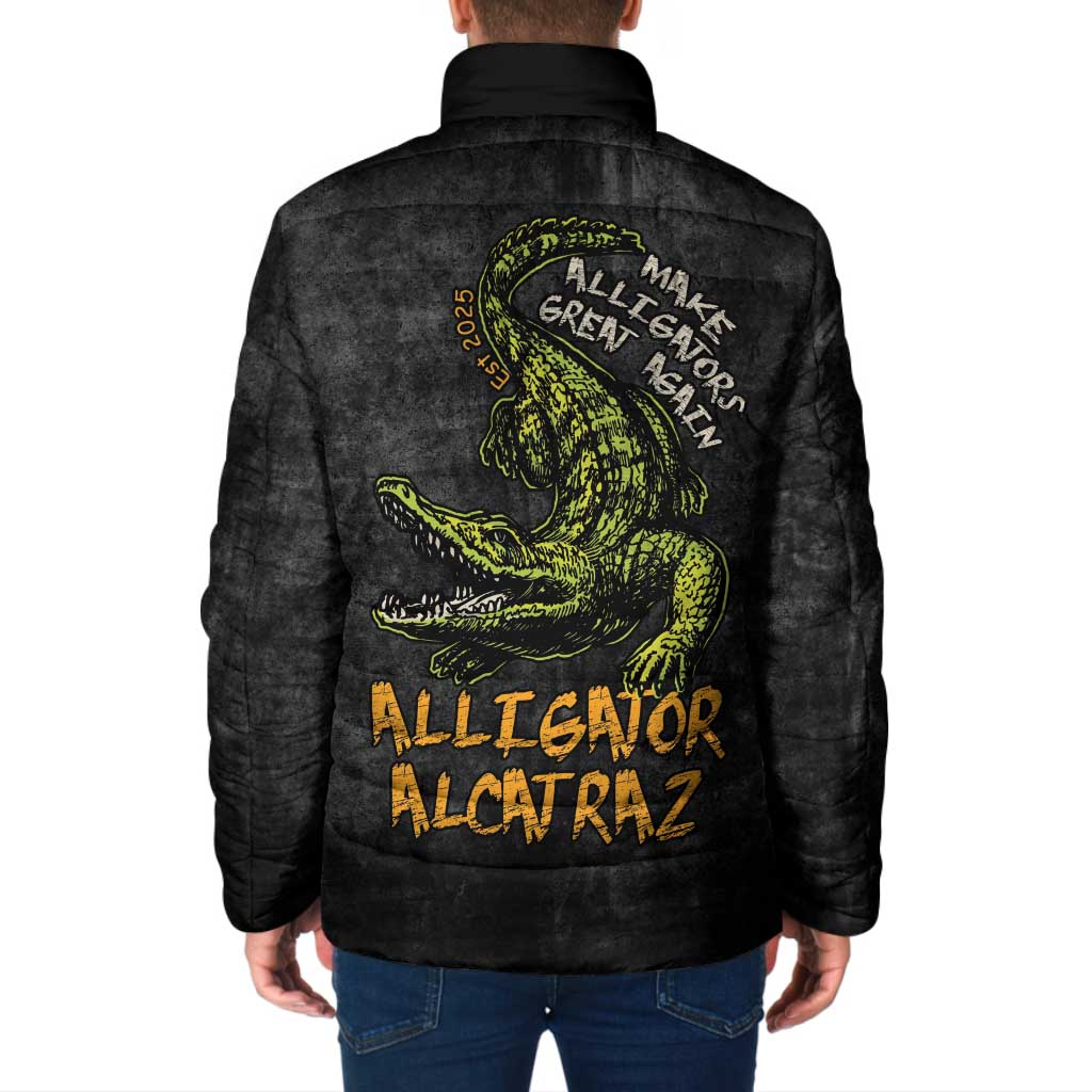 Alligator Alcatraz Est 2025 Padded Jacket Vintage Retro - Wonder Print Shop
