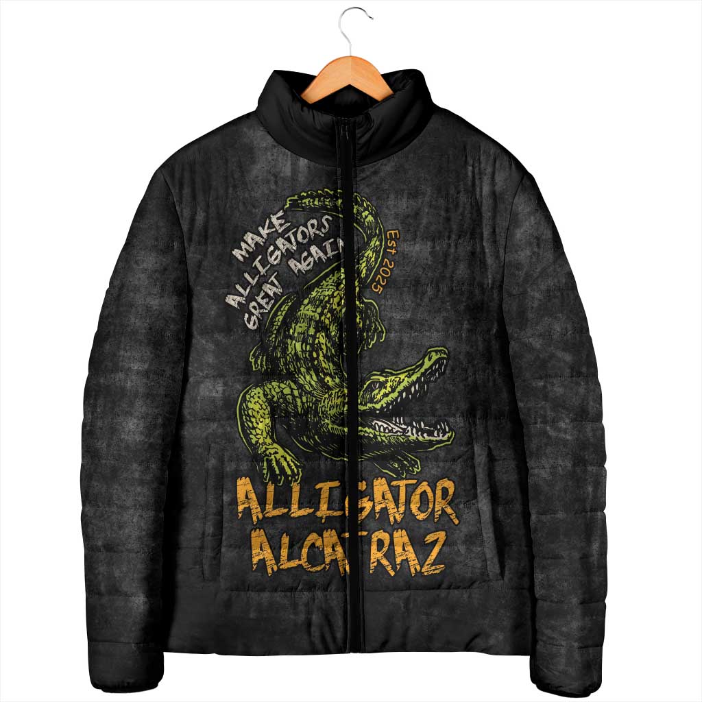 Alligator Alcatraz Est 2025 Padded Jacket Vintage Retro - Wonder Print Shop