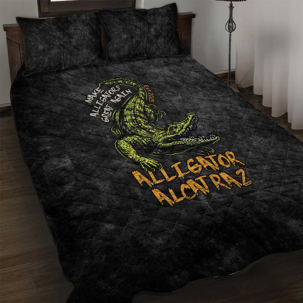 Alligator Alcatraz Est 2025 Quilt Bed Set Vintage Retro - Wonder Print Shop