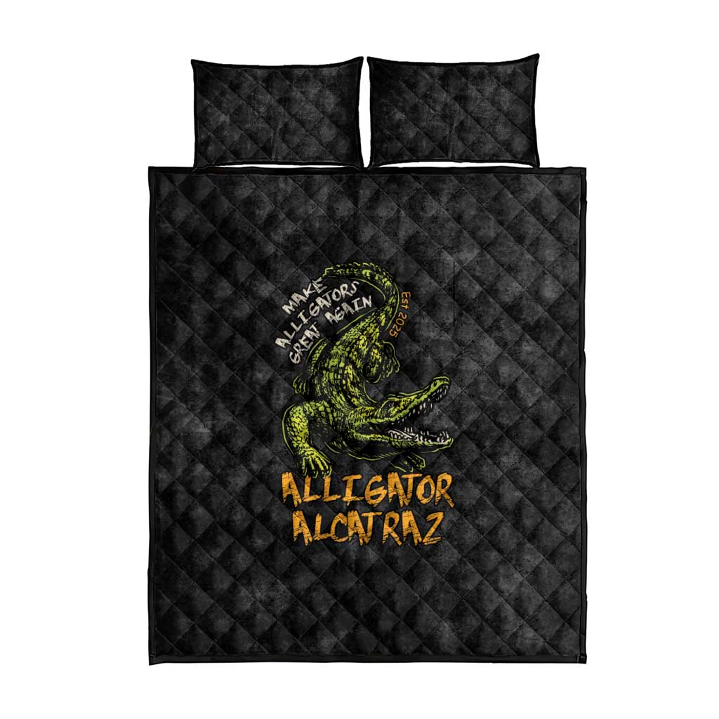 Alligator Alcatraz Est 2025 Quilt Bed Set Vintage Retro - Wonder Print Shop
