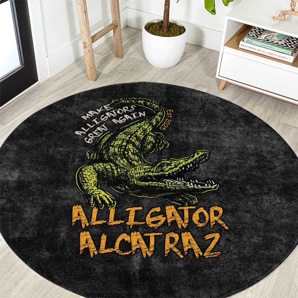 Alligator Alcatraz Est 2025 Round Carpet Vintage Retro - Wonder Print Shop
