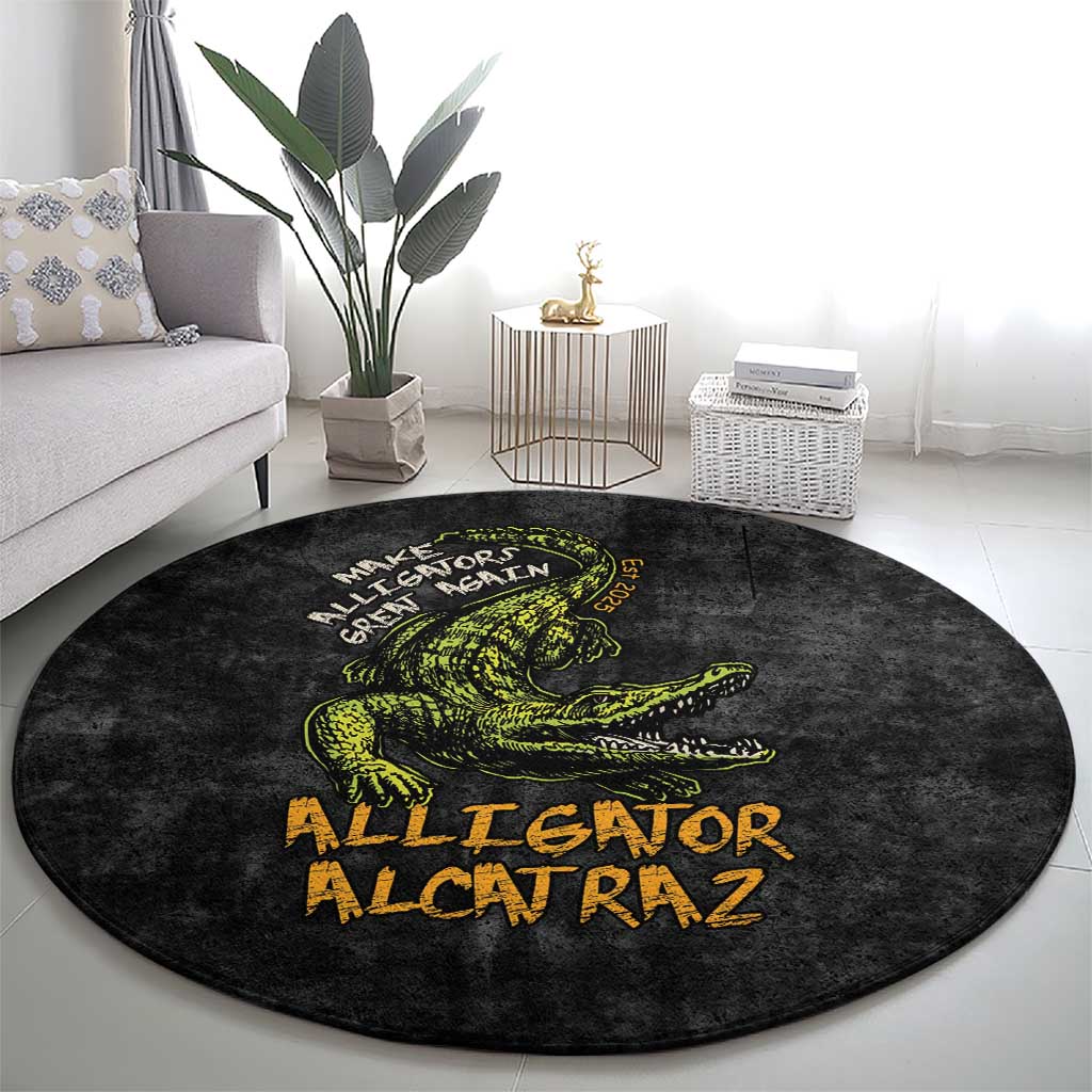 Alligator Alcatraz Est 2025 Round Carpet Vintage Retro - Wonder Print Shop
