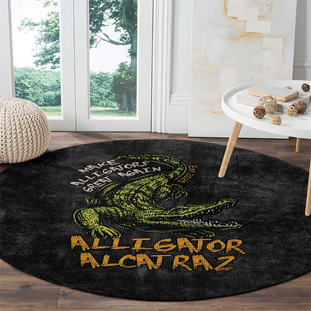 Alligator Alcatraz Est 2025 Round Carpet Vintage Retro - Wonder Print Shop