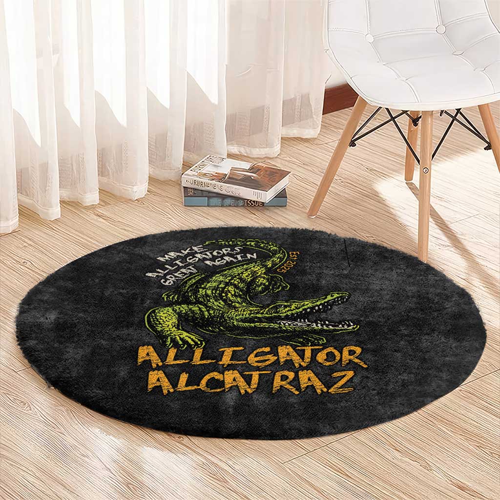 Alligator Alcatraz Est 2025 Round Carpet Vintage Retro - Wonder Print Shop