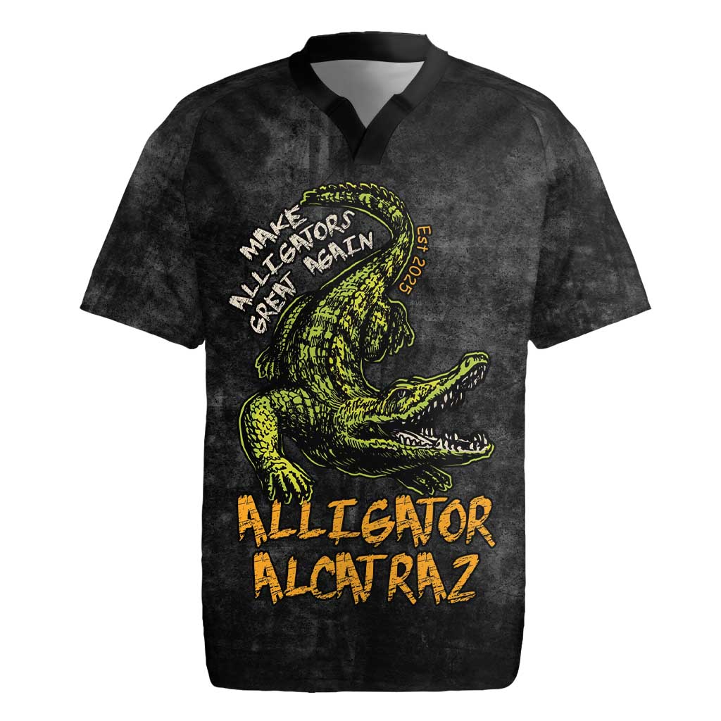 Alligator Alcatraz Est 2025 Rugby Jersey Vintage Retro - Wonder Print Shop
