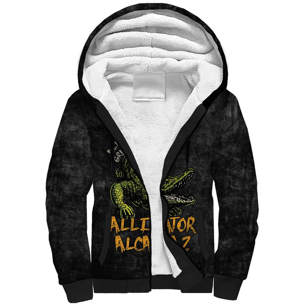 Alligator Alcatraz Est 2025 Sherpa Hoodie Vintage Retro - Wonder Print Shop