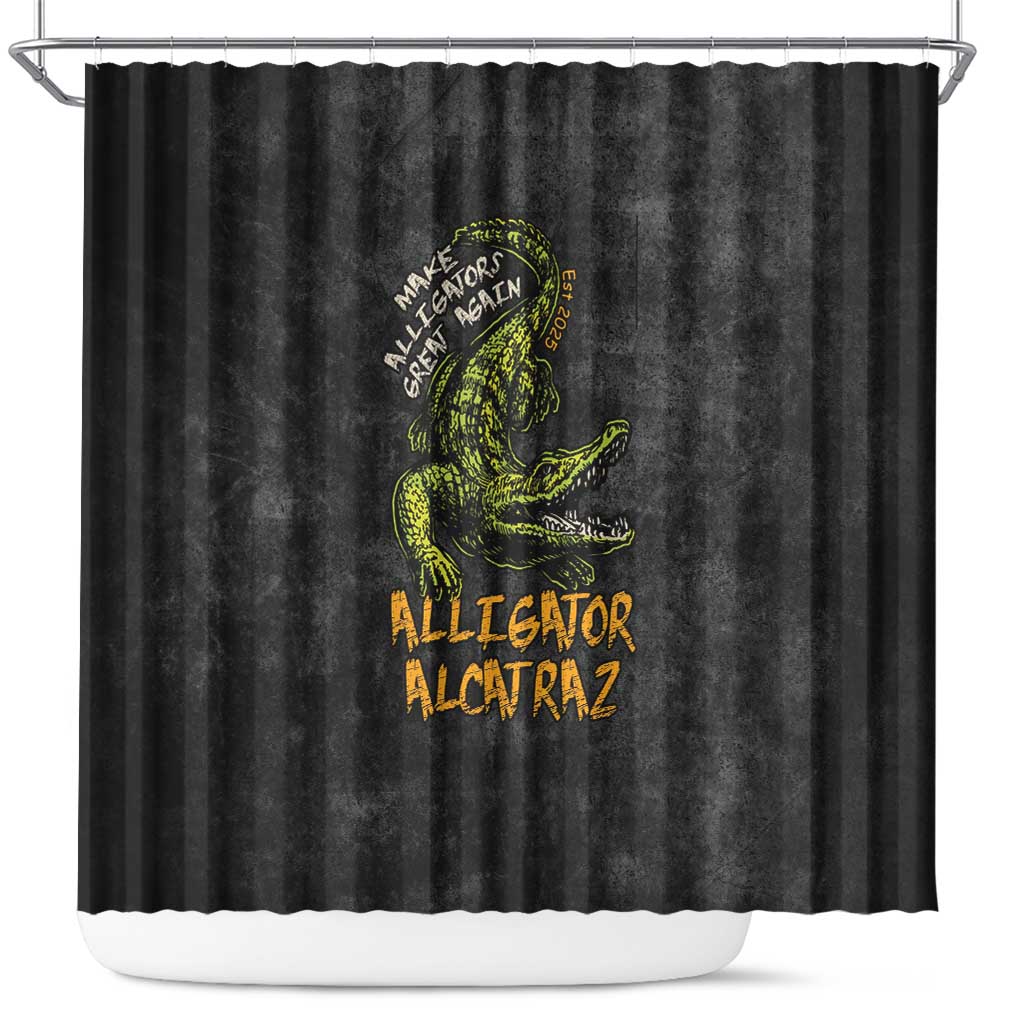 Alligator Alcatraz Est 2025 Shower Curtain Vintage Retro - Wonder Print Shop