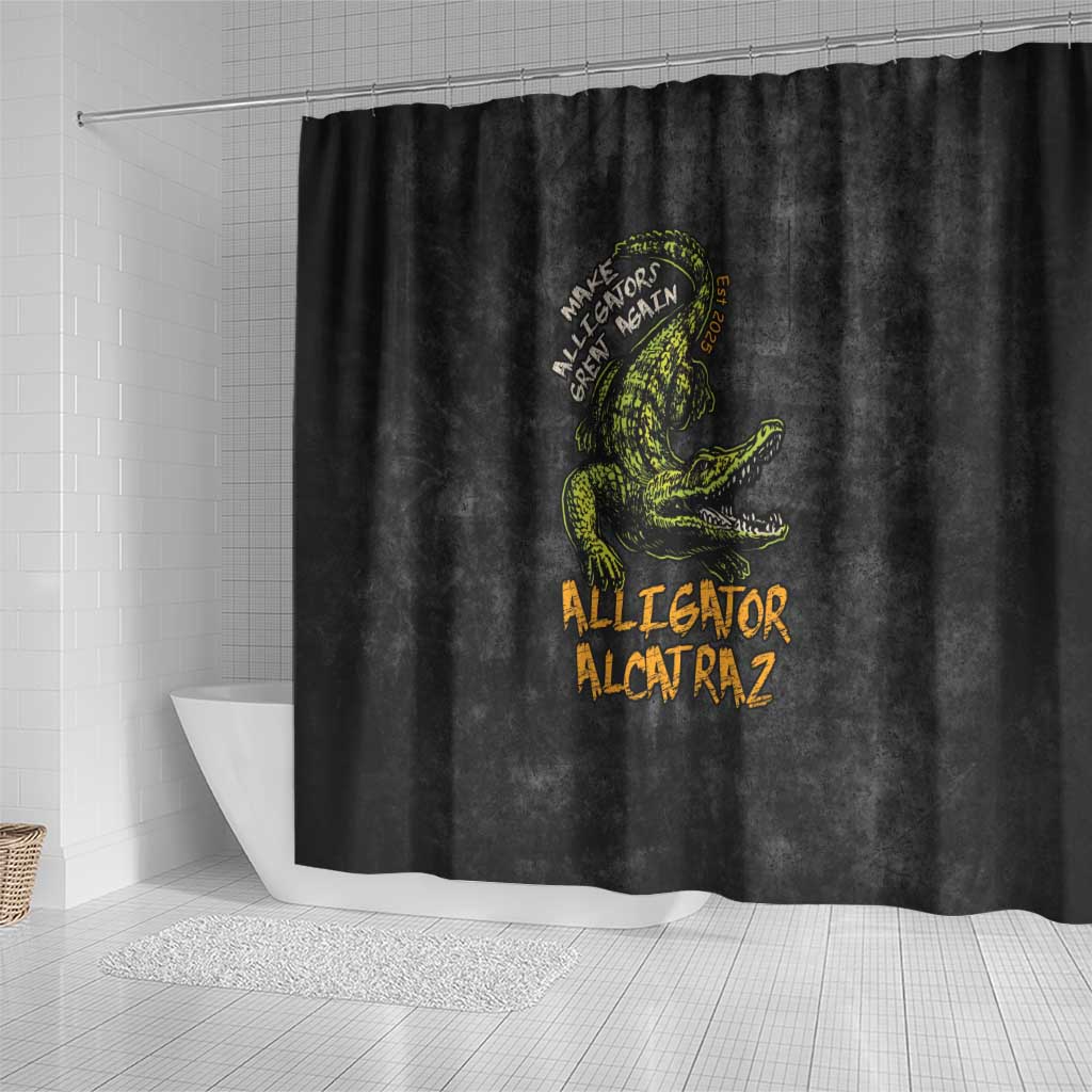 Alligator Alcatraz Est 2025 Shower Curtain Vintage Retro - Wonder Print Shop