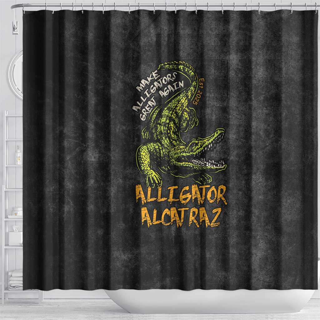 Alligator Alcatraz Est 2025 Shower Curtain Vintage Retro - Wonder Print Shop