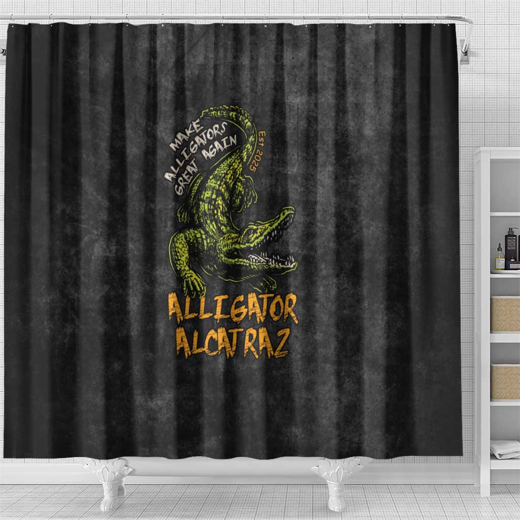 Alligator Alcatraz Est 2025 Shower Curtain Vintage Retro - Wonder Print Shop