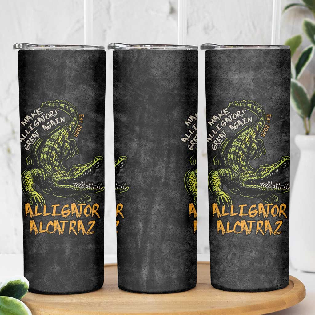 Alligator Alcatraz Est 2025 Skinny Tumbler Vintage Retro - Wonder Print Shop