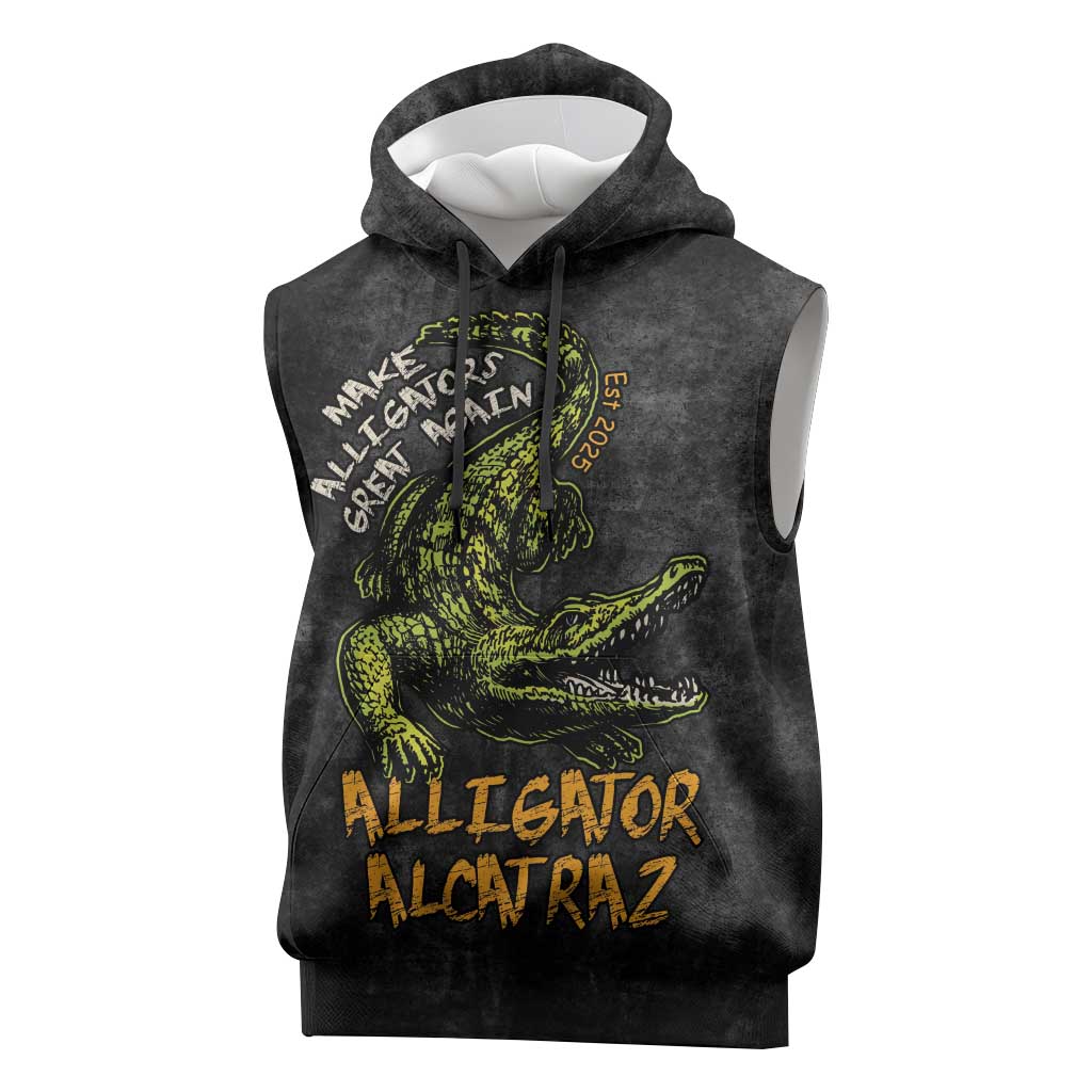 Alligator Alcatraz Est 2025 Sleeveless Hoodie Vintage Retro - Wonder Print Shop