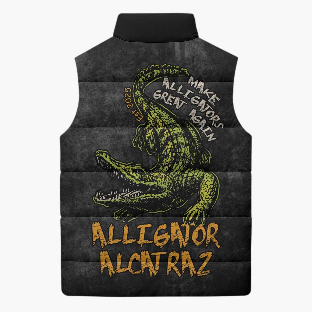 Alligator Alcatraz Est 2025 Sleeveless Puffer Jacket Vintage Retro - Wonder Print Shop