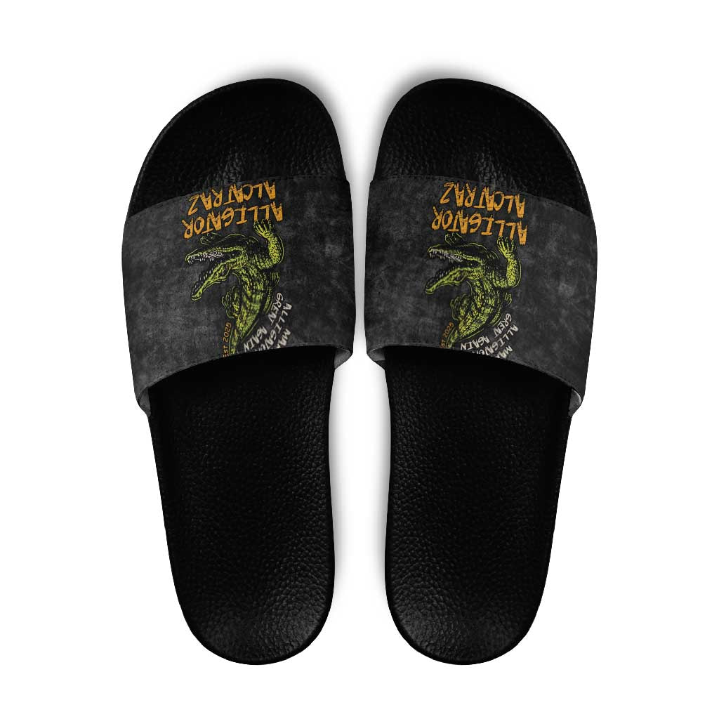 Alligator Alcatraz Est 2025 Slide Sandals Vintage Retro - Wonder Print Shop