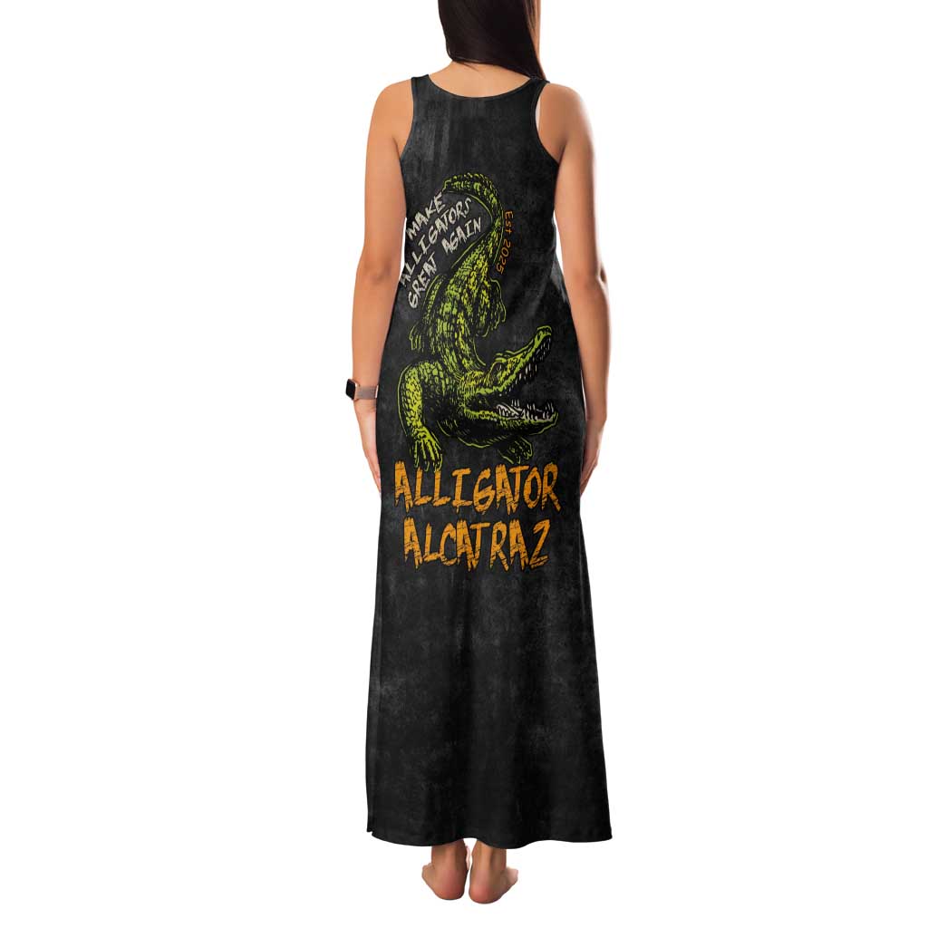 Alligator Alcatraz Est 2025 Tank Maxi Dress Vintage Retro - Wonder Print Shop