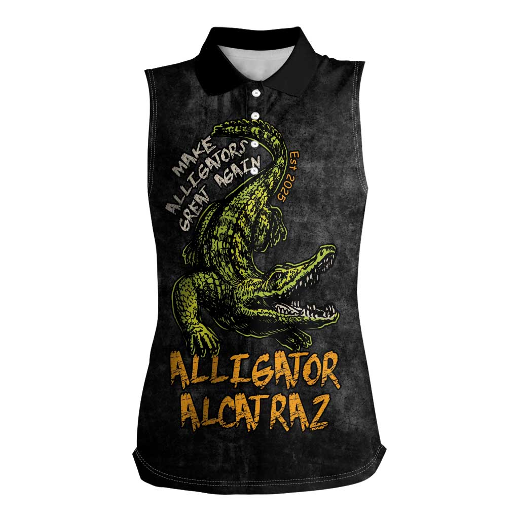 Alligator Alcatraz Est 2025 Women Sleeveless Polo Shirt Vintage Retro - Wonder Print Shop