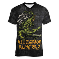 Alligator Alcatraz Est 2025 Women V-Neck T-Shirt Vintage Retro - Wonder Print Shop
