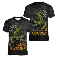 Alligator Alcatraz Est 2025 Women V-Neck T-Shirt Vintage Retro - Wonder Print Shop