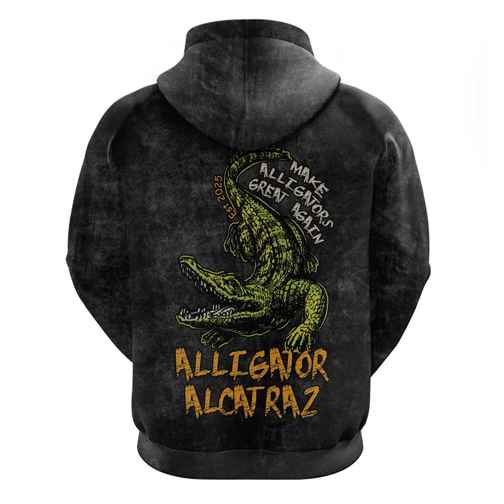 Alligator Alcatraz Est 2025 Zip Hoodie Vintage Retro - Wonder Print Shop