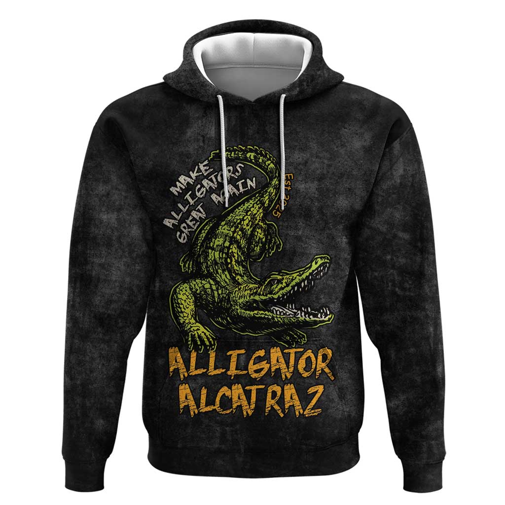 Alligator Alcatraz Est 2025 Zip Hoodie Vintage Retro - Wonder Print Shop