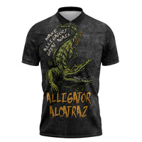 Alligator Alcatraz Est 2025 Zipper Polo Shirt Vintage Retro - Wonder Print Shop