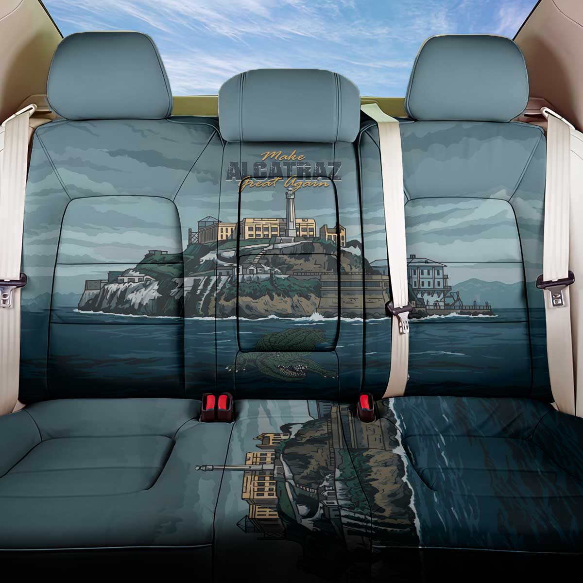 Make Alcatraz Great Again Back Car Seat Cover Vintage Retro - Wonder Print Shop