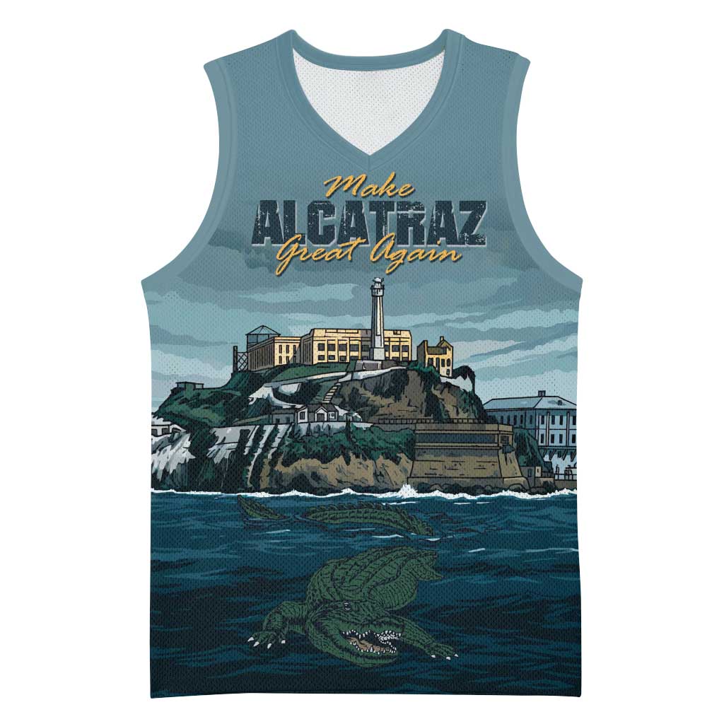 Make Alcatraz Great Again Basketball Jersey Vintage Retro - Wonder Print Shop