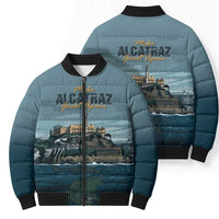 Make Alcatraz Great Again Bomber Puffer Jacket Vintage Retro - Wonder Print Shop
