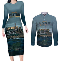 Make Alcatraz Great Again Couples Matching Long Sleeve Bodycon Dress and Long Sleeve Button Shirt Vintage Retro - Wonder Print Shop