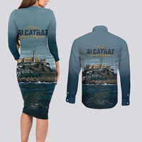 Make Alcatraz Great Again Couples Matching Long Sleeve Bodycon Dress and Long Sleeve Button Shirt Vintage Retro - Wonder Print Shop