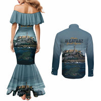 Make Alcatraz Great Again Couples Matching Mermaid Dress and Long Sleeve Button Shirt Vintage Retro - Wonder Print Shop