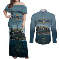 Make Alcatraz Great Again Couples Matching Off Shoulder Maxi Dress and Long Sleeve Button Shirt Vintage Retro - Wonder Print Shop