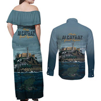 Make Alcatraz Great Again Couples Matching Off Shoulder Maxi Dress and Long Sleeve Button Shirt Vintage Retro - Wonder Print Shop