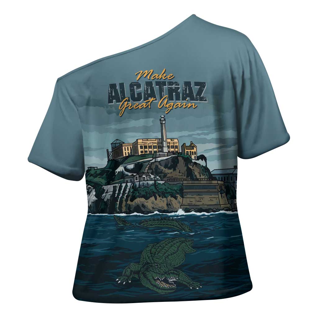 Make Alcatraz Great Again Cross Shoulder Shirt Vintage Retro - Wonder Print Shop